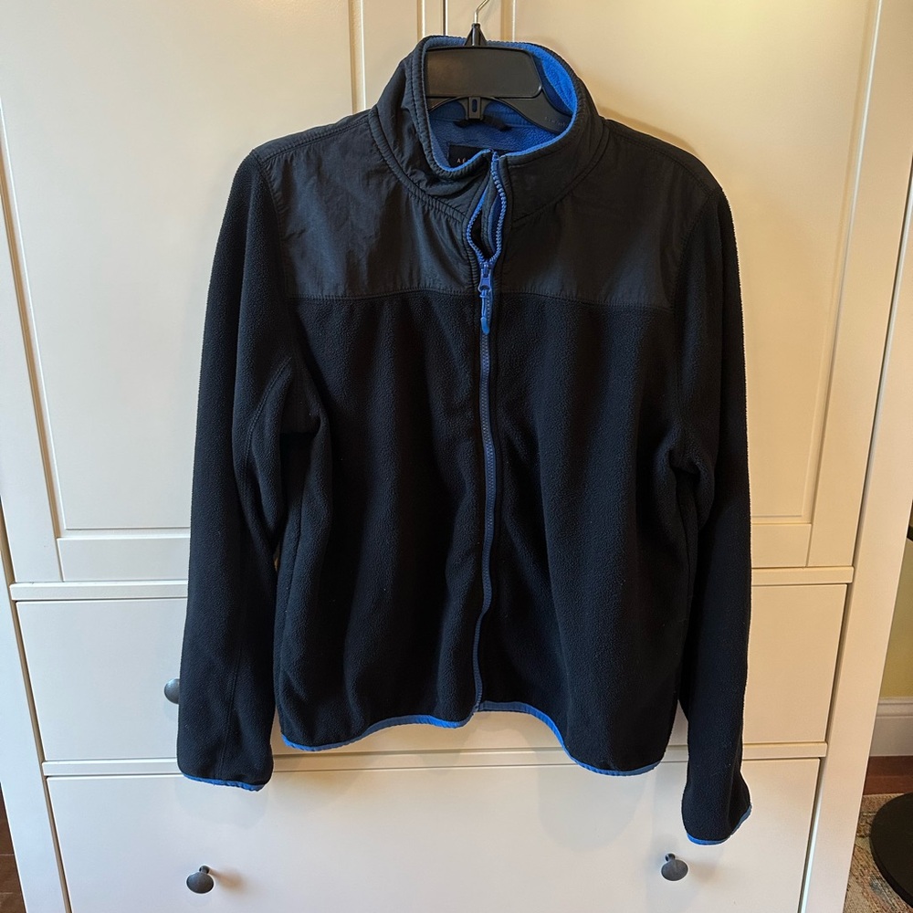 Aeropostale Jacket Full Zip Up Fleece Black/Blue XL